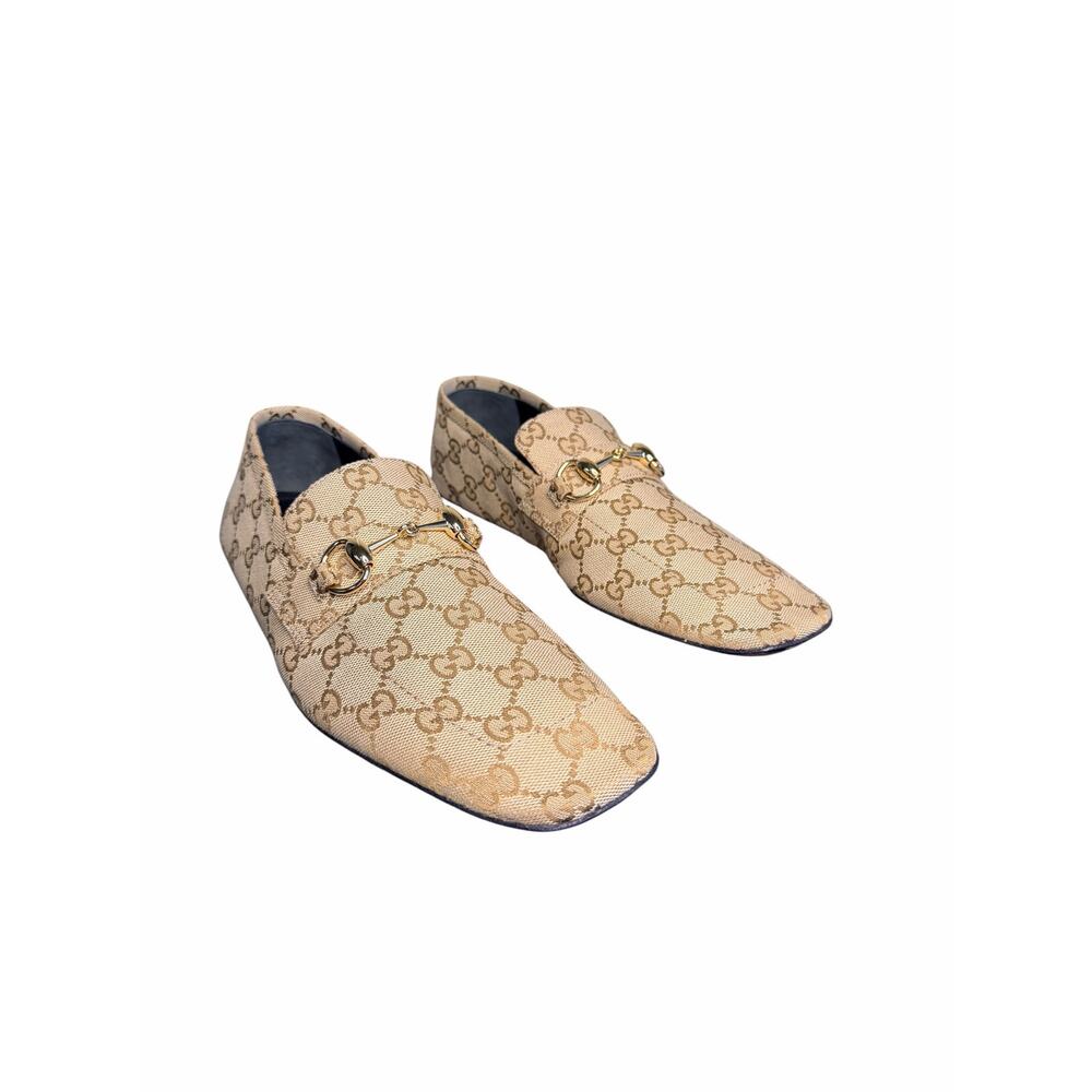 Gucci NIB Ragazzo Horsebit Loafers in Sand Monogram Canvas Size 37.5 - Picture 5 of 12